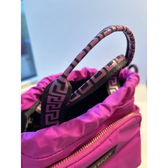 VERSACE Parfums Purple Mini Tote Handbag Purse Clutch Makeup Bag Gold Zipper NEW - Picture 4 of 8